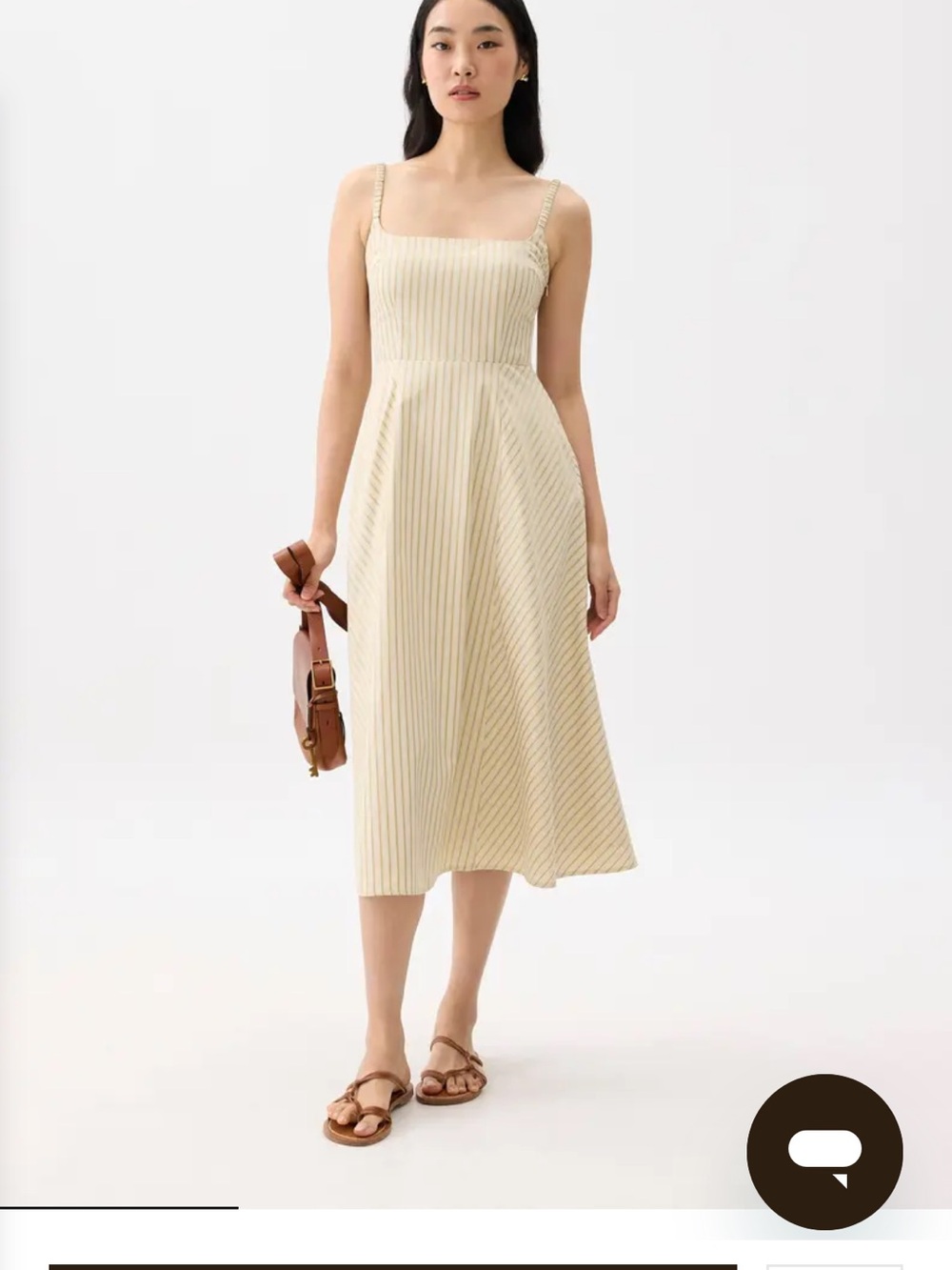 Padded Striped Fit & Flare Midaxi Dress